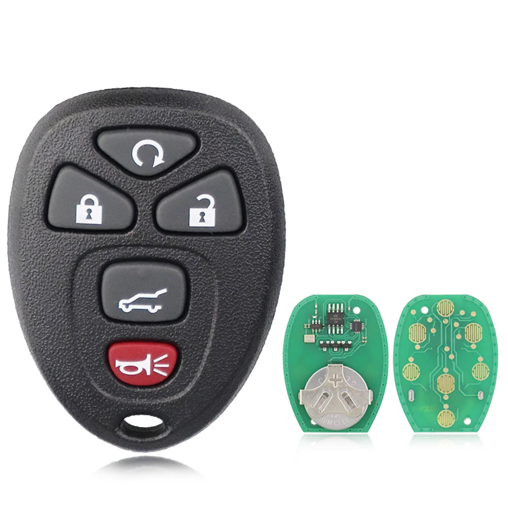 Black universal remote car key featuring buttons for lock and unlock functions and a key blade.