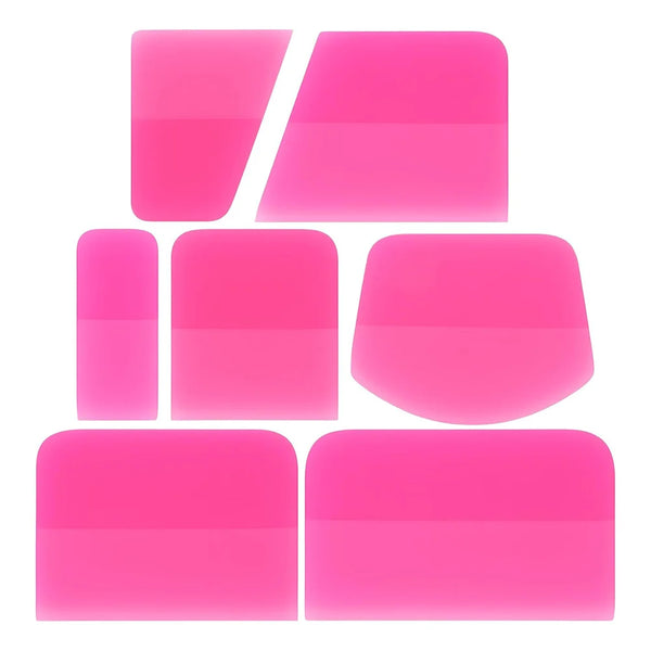 Eine Sammlung von rosa Folien-Schieberpads für Lackschutzfolie in verschiedenen Größen.