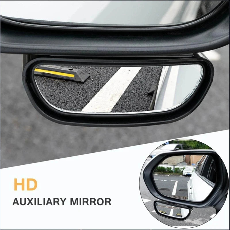 Gros plan d'un miroir auxiliaire HD monté sur la porte d'une voiture, montrant un reflet.