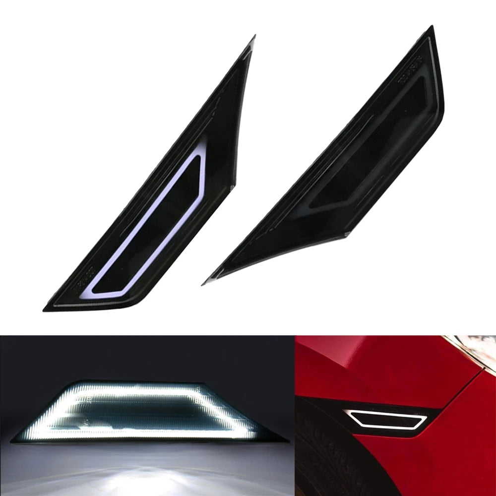 Black LED side marker lights for a Honda Civic shown in various angles.