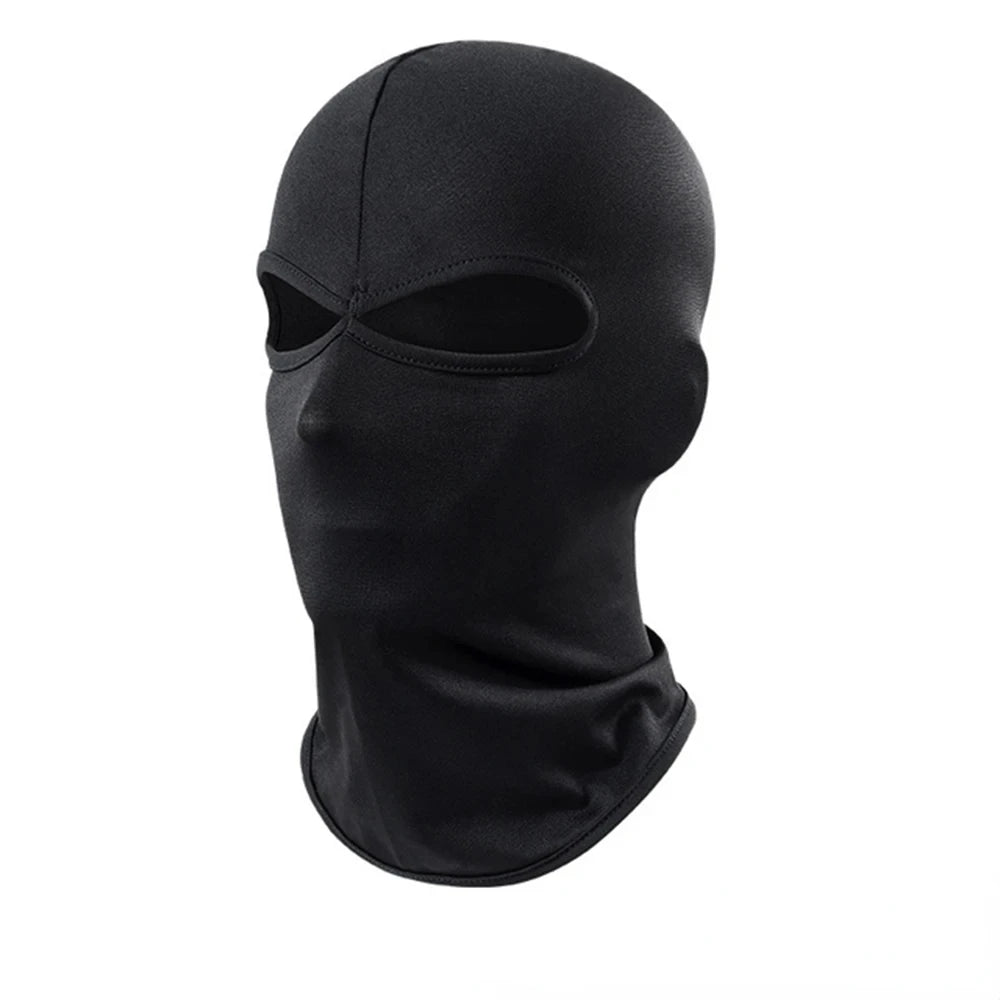 Masque tout-en-un noir pour le cyclisme et les sports, vu de face.