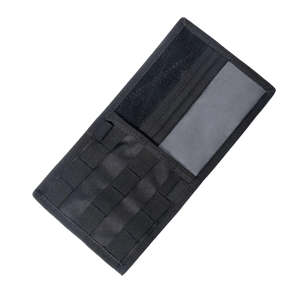 Black tactical visor organizer with a gray pouch for cars and trucks
