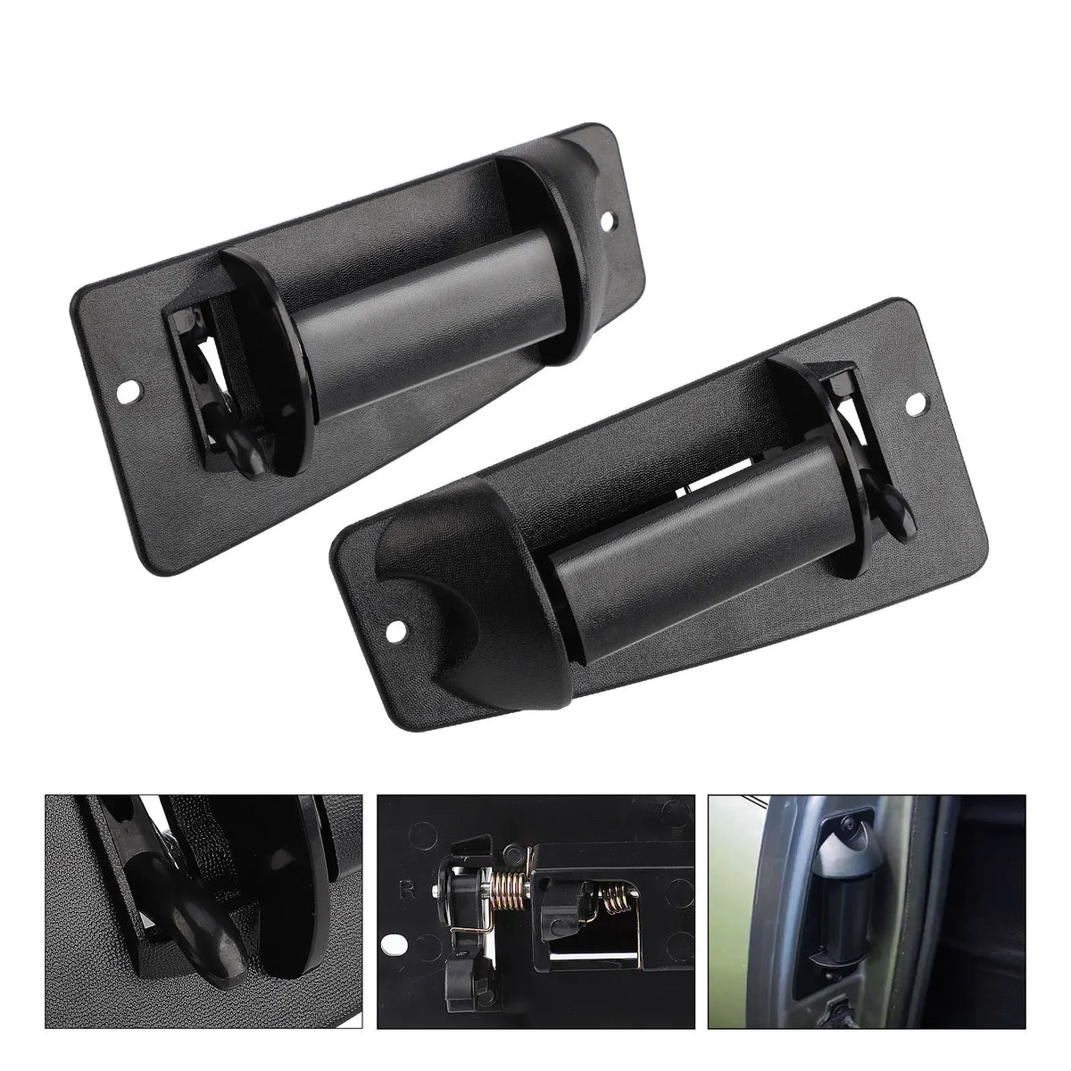 Black exterior door handle for Chevrolet or GMC Silverado vehicle.