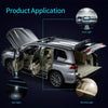 A silver SUV shows various product applications including dome light, door lights, and glove box light.