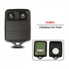 A black universal remote car key fob with two buttons and a chip for Ford models.