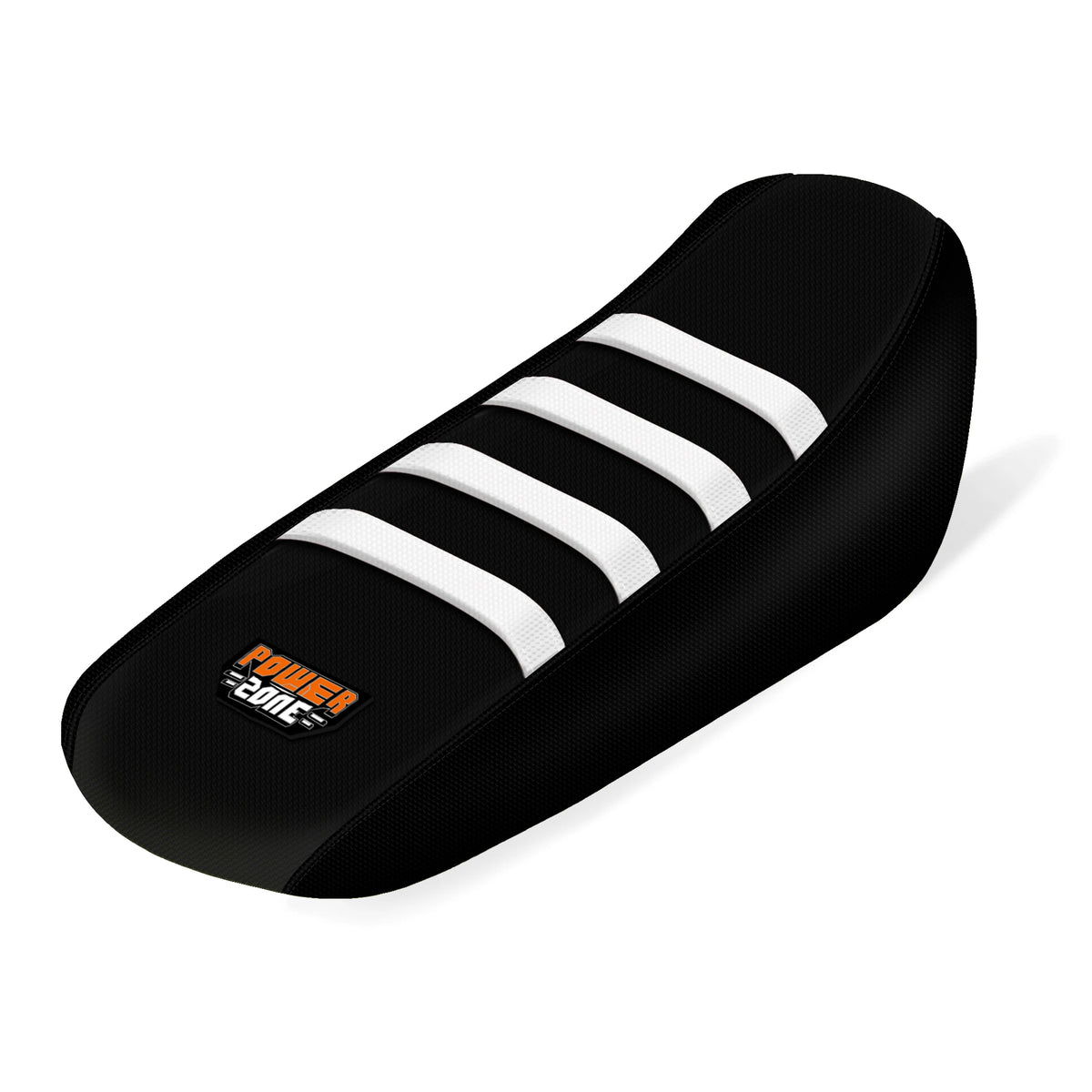 Black seat cover with white stripes for a Sur-Ron Light Bee X S electric vehicle.