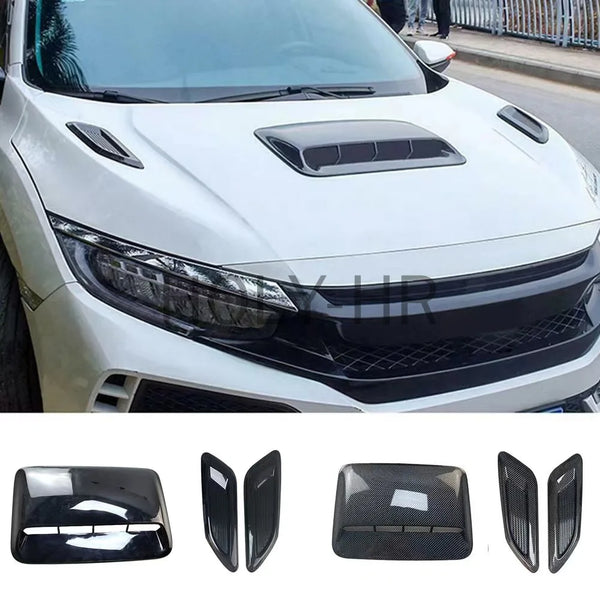 Black universal car hood vent trim pieces for vehicle customization