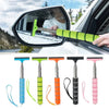 A collection of various telescopic window squeegees in different colors and sizes shown against a white car window.