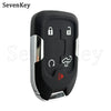 A black replacement smart key fob shell with a silver trim and various icons for car access.