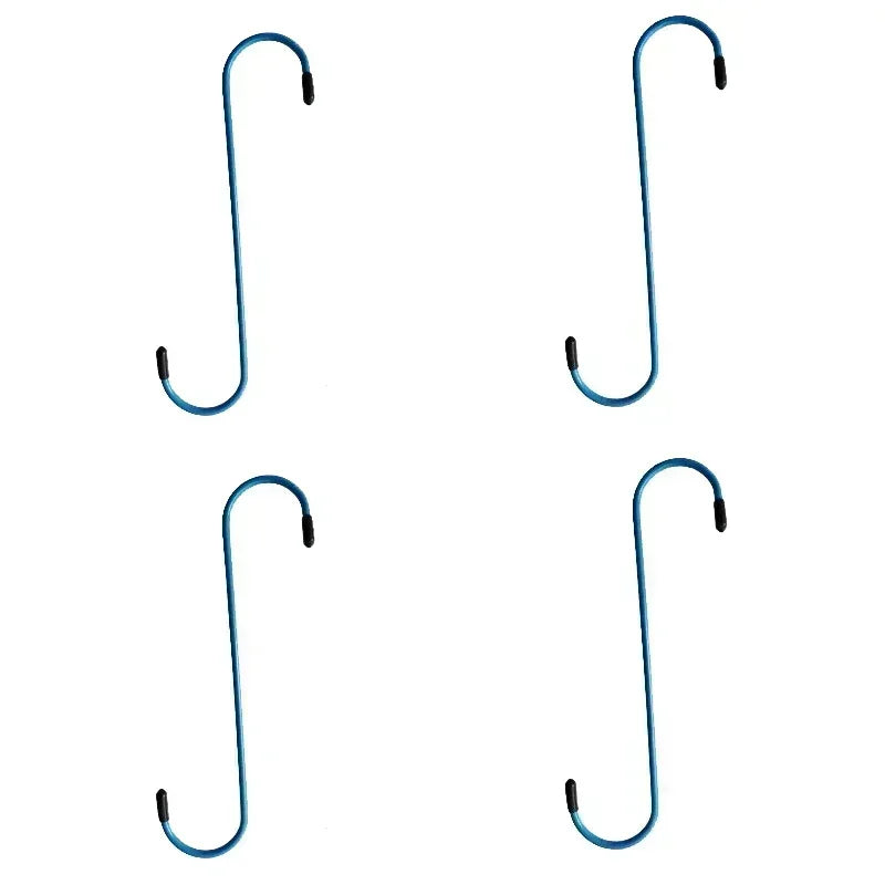 Four blue car brake caliper hangers designed for axle and suspension mounting.