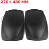 A pair of black durable plastic fenders for a go-kart or ATV, measuring 270 x 430 mm.