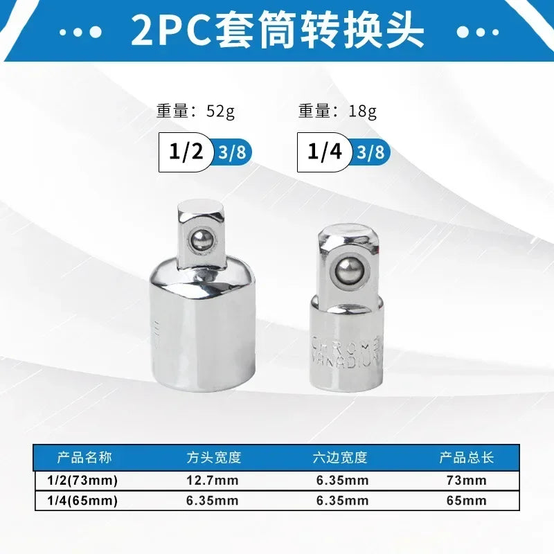 Two pieces of a 2PC oil filter removal tool with different jaw sizes and lengths shown for automotive use