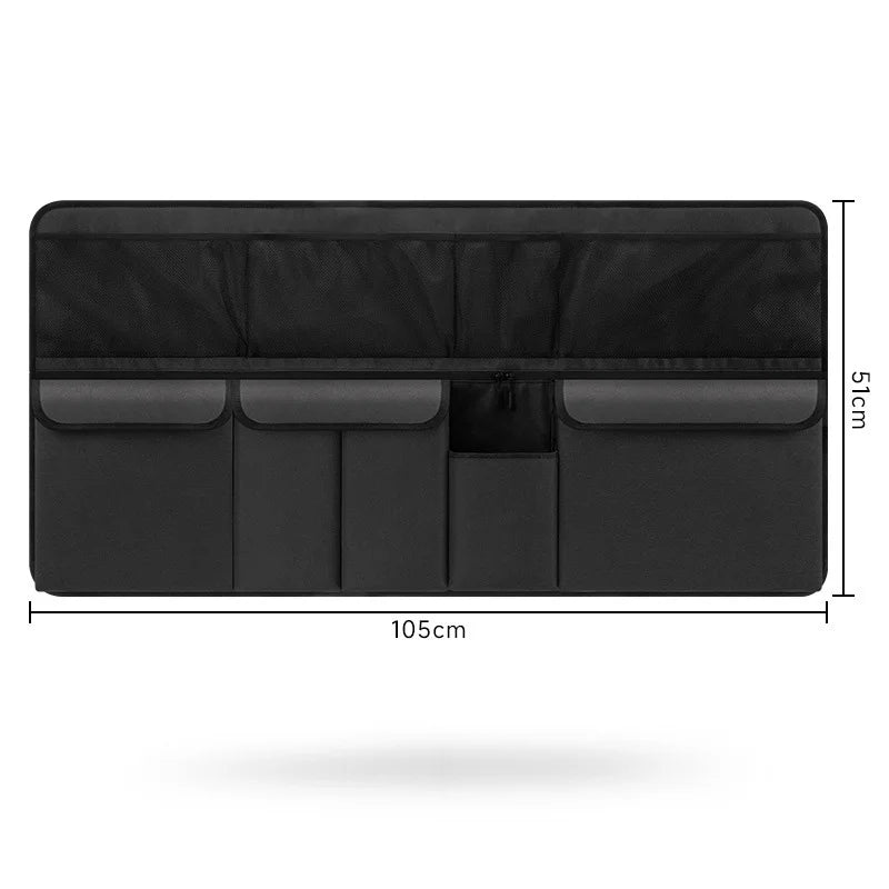 Schwarze universelle Kofferraumtasche für Autos mit Trennern und Aufbewahrungsfächern