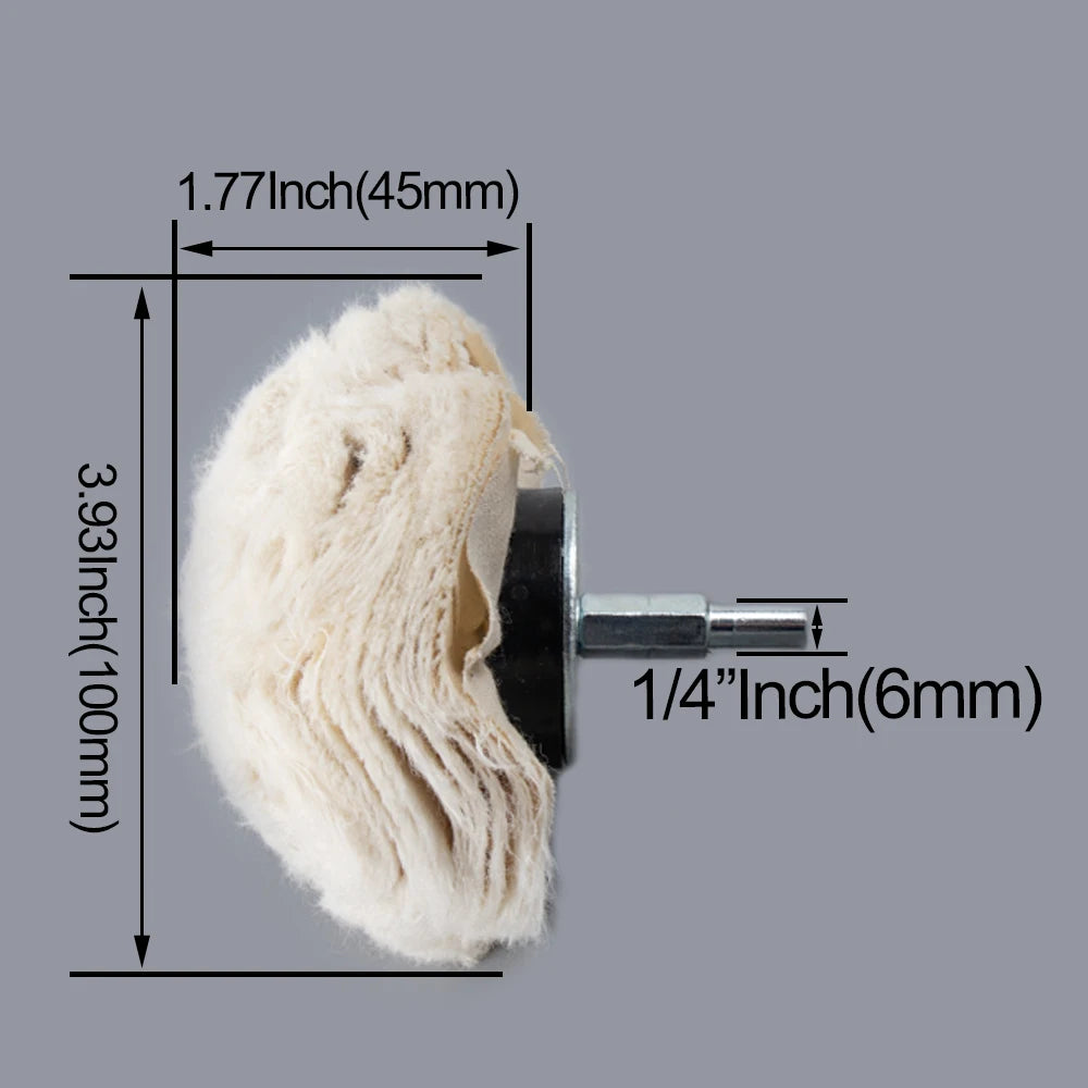 A light beige 1/4 inch polishing wheel with a 3.93 inch length and a 1.77 inch diameter.