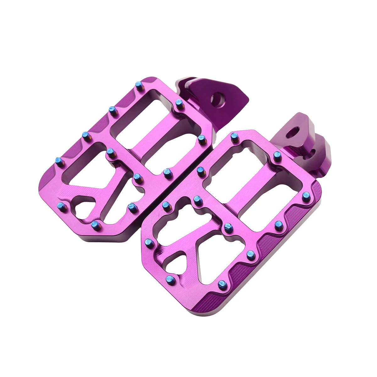 Ein Paar magentafarbener CNC-Aluminium-Fußpedale für Sur Ron E-Bikes.