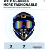 Un casque de moto tout-terrain à visage complet, finition noir et bleu brillant, sur fond blanc.