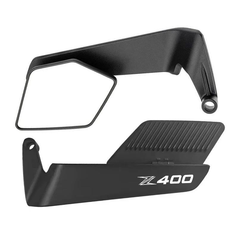 A black adjustable motorcycle side mirror assembly.
