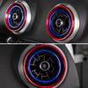 Close-up view of interior air vent trim covers for an Audi A3 showing red and blue accents.