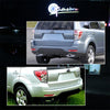 A silver Subaru Forester with LED rear bumper reflector lights installed.
