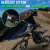LED headlight kit for Sur-Ron Segway X260 and Talaria offroad motorcycles.