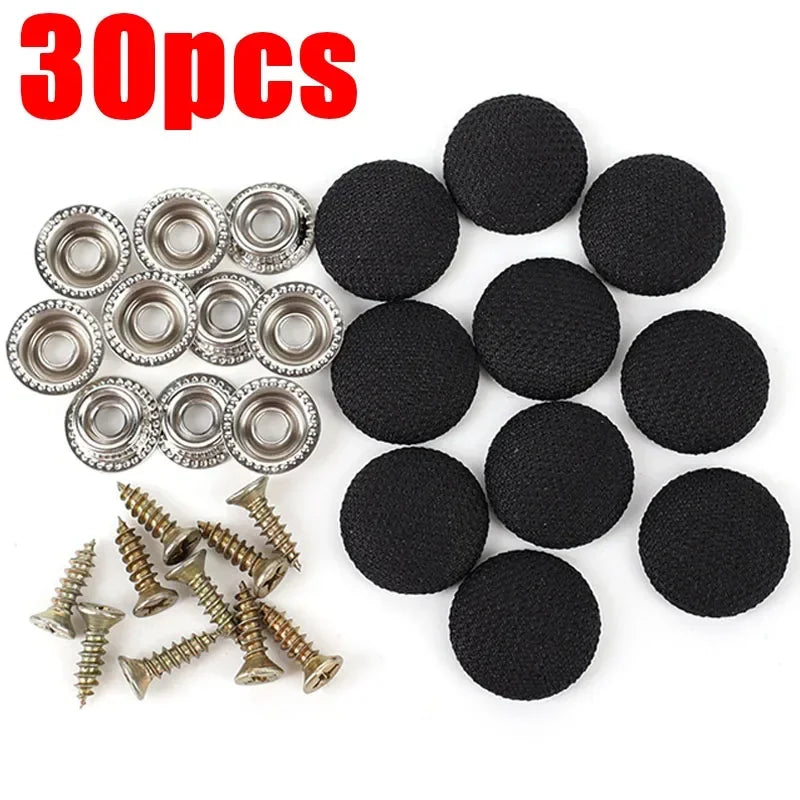 30 pieces of black car roof headliner repair buckles with anti-rust coating and various metal fasteners