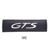 Black genuine leather seat belt protector cover with white GTS logo