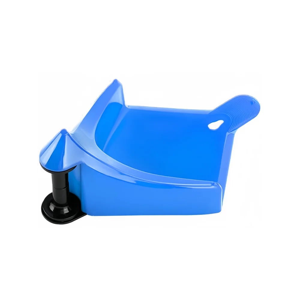 A bright blue car hose slide tire wedge tool with a curved plastic design.
