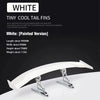 A white tiny cool tail fin product shown in a profile view.