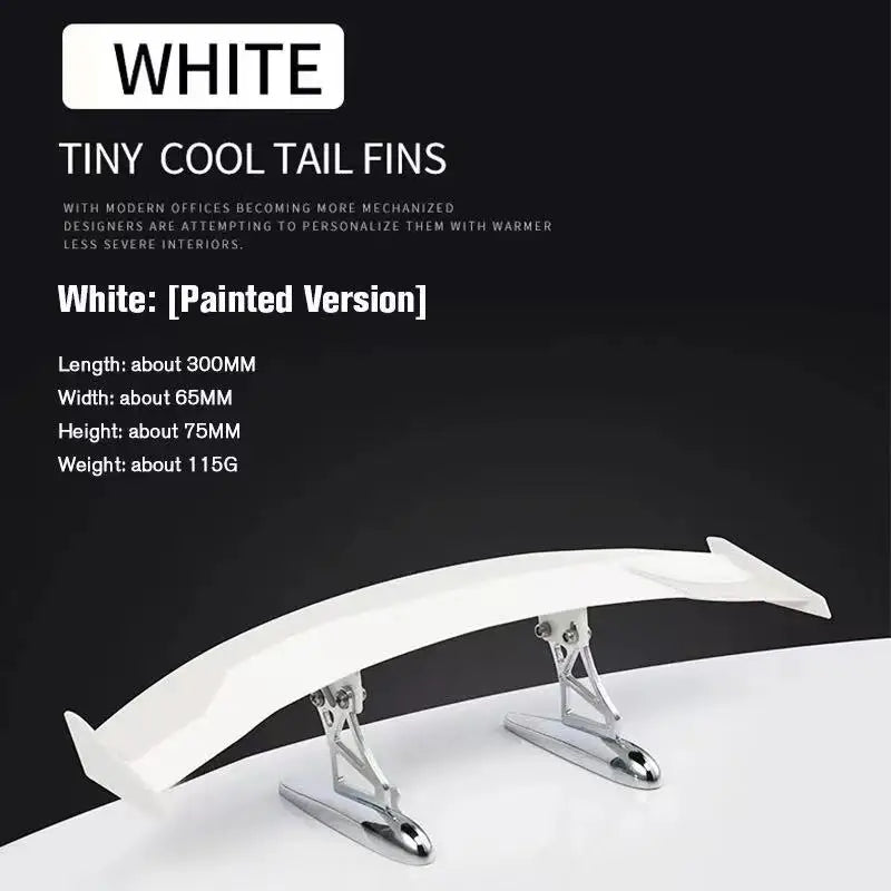 A white tiny cool tail fin product shown in a profile view.
