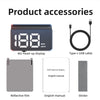 Product accessories including a W2 head-up display, Type-c USB cable, reflective film, English manual, and a sticker.
