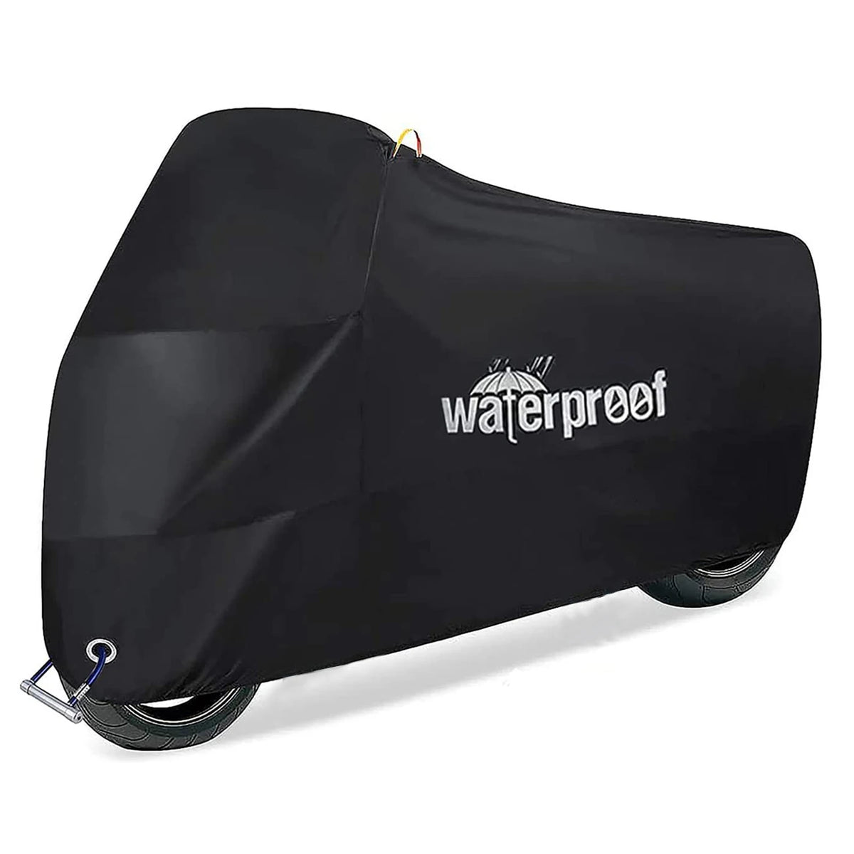 Schwarze wasserdichte Motorradabdeckung von der Seite