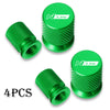 Set of four green N Line CNC aluminum tire valve caps for car wheels