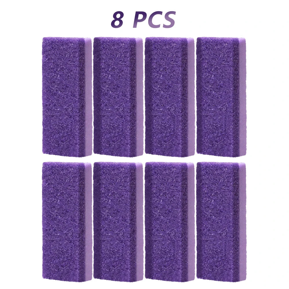 Huit pierres à pieds en verre violet pour éliminer les peaux mortes