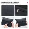 Black breathable perforated skin feel leather fabric neck support pillow with zipper detail