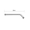 A silver stainless steel shower arm extension measuring 20cm.