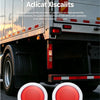 A close-up of a red round LED truck tail light with a 3D halo effect mounted on a vehicle.