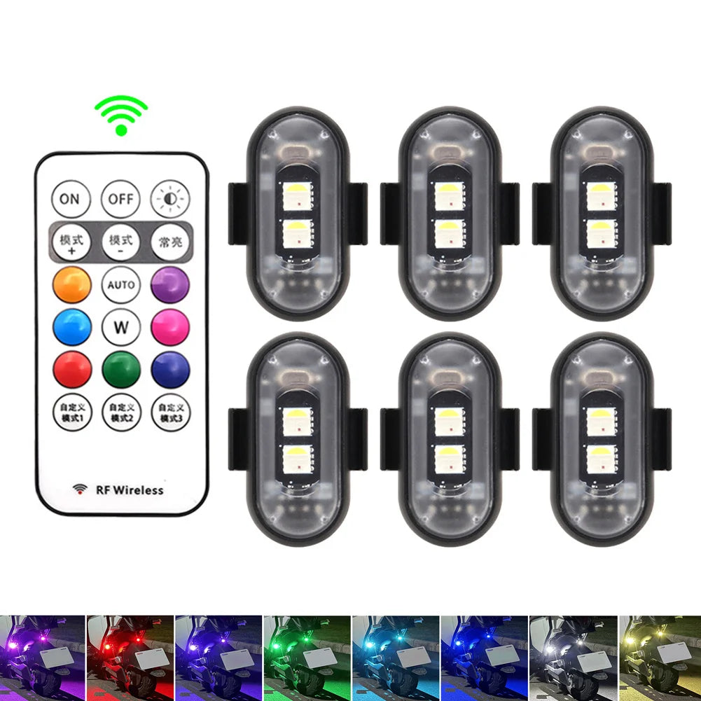Set an mehrfarbige RGB-Warn-Stroboskoplichter für Fahrzeuge und Flugzeuge mit verschiedenen Modi.