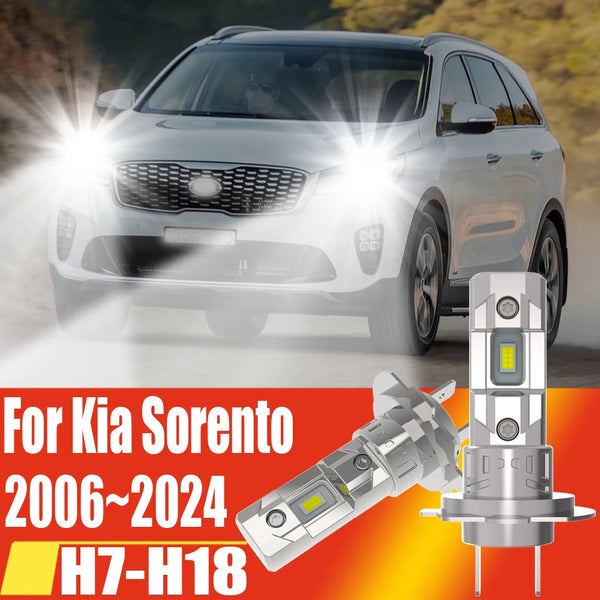 High-power H7 LED headlight bulbs for a Kia Sorento vehicle.
