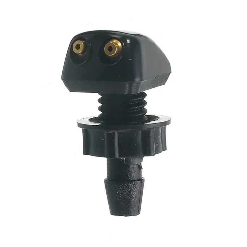Black universal car windshield washer nozzle with a threaded base and a protective cap.