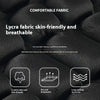 Black Lycra fabric seat pad for a motorcycle, emphasizing comfort, breathability, and elasticity.