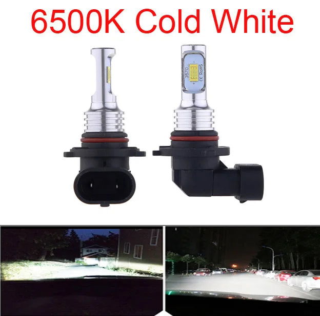 Two 6500K Cold White LED headlight bulbs for automotive use.