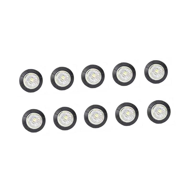 A set of eight round LED side marker lights for trucks, trailers, and RVs.