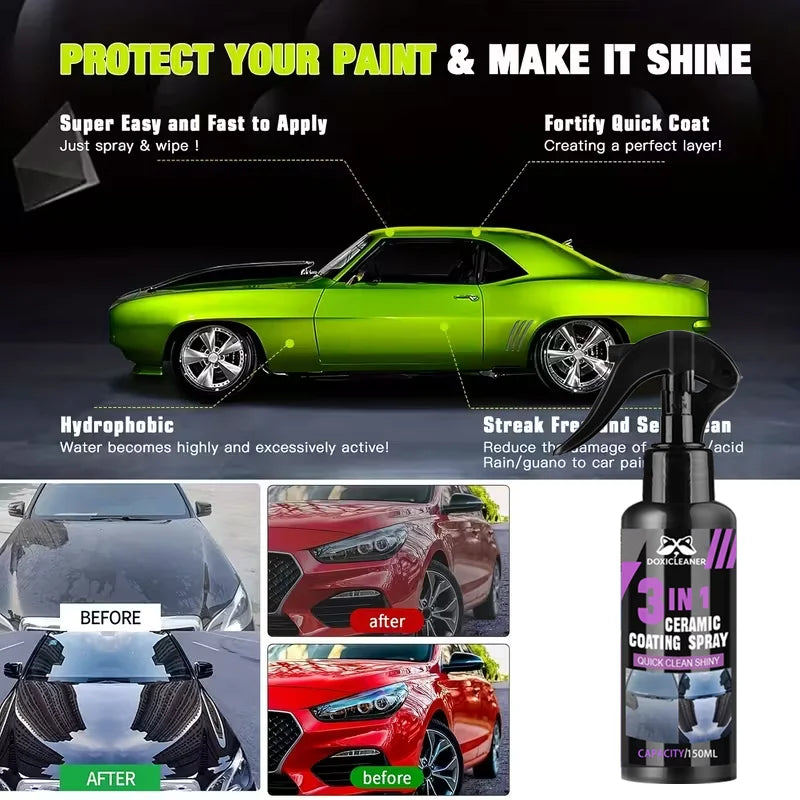Spray bottle of Nano Ceramic Car Coating Spray for protecting and shining paint.