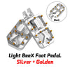 Silber- und goldene Beleuchtung BeeX Fußpedal für E-Bikes und Motorräder, Ansicht von hinten.
