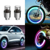 A set of universal LED wheel lights for bikes and cars, shown alongside a bicycle wheel and a car wheel.