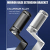 A silver aluminum alloy mirror base extension bracket shown in a close-up view.