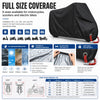 Cubierta impermeable negra de tamaño completo para motocicletas, scooters y bicicletas eléctricas disponible en varios tamaño