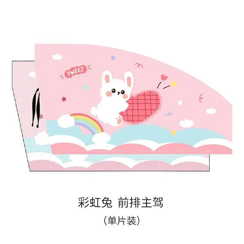 Pink magnetic double-layer car window shades with insect protection