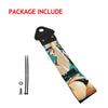 A black universal tow strap with a graphic design featuring a female athlete.