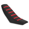 Black motorbike seat cover with red stripes for off-road bikes